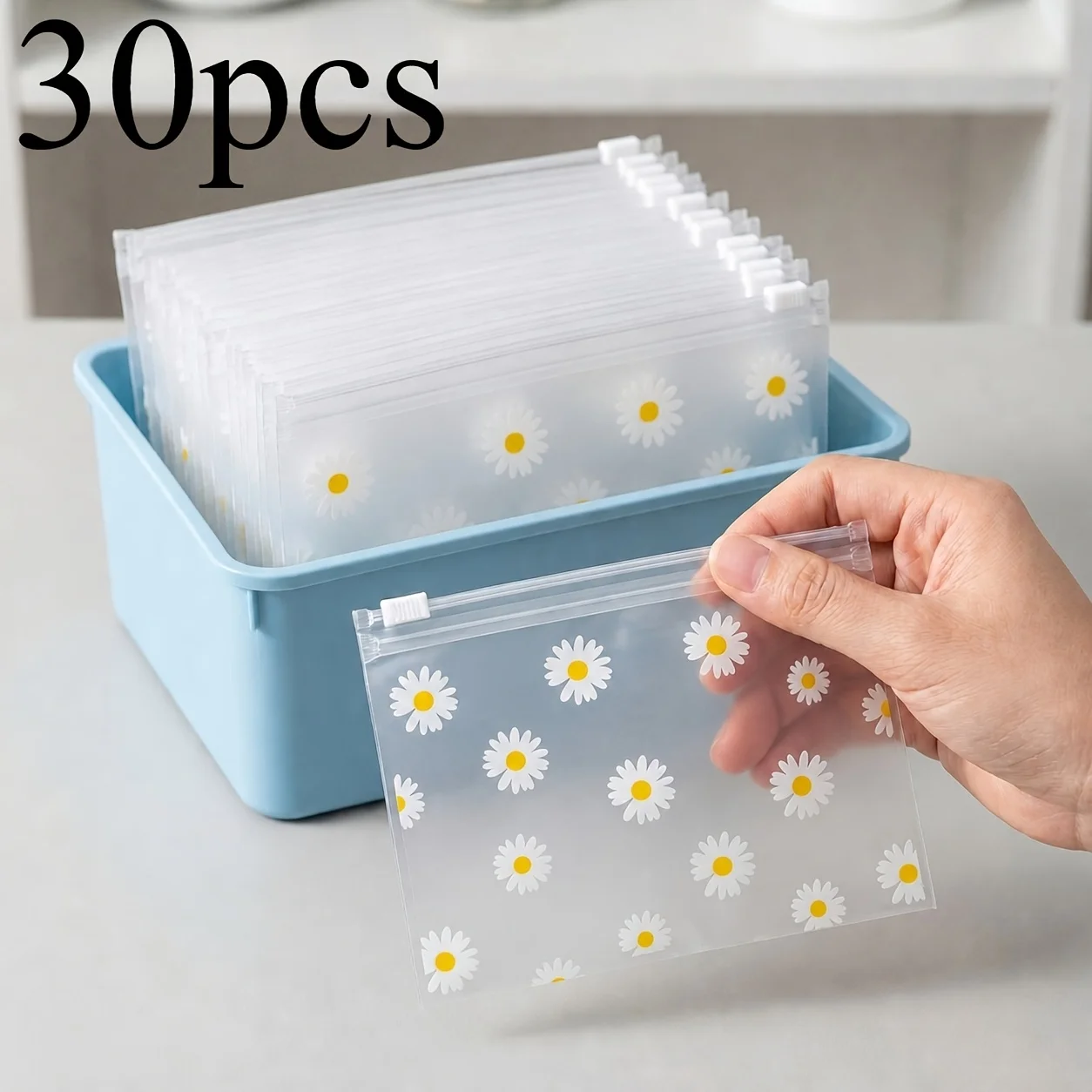 Travel Accessories Jewelry - 30Pcs Daisy Print Frosted Zipper Bags